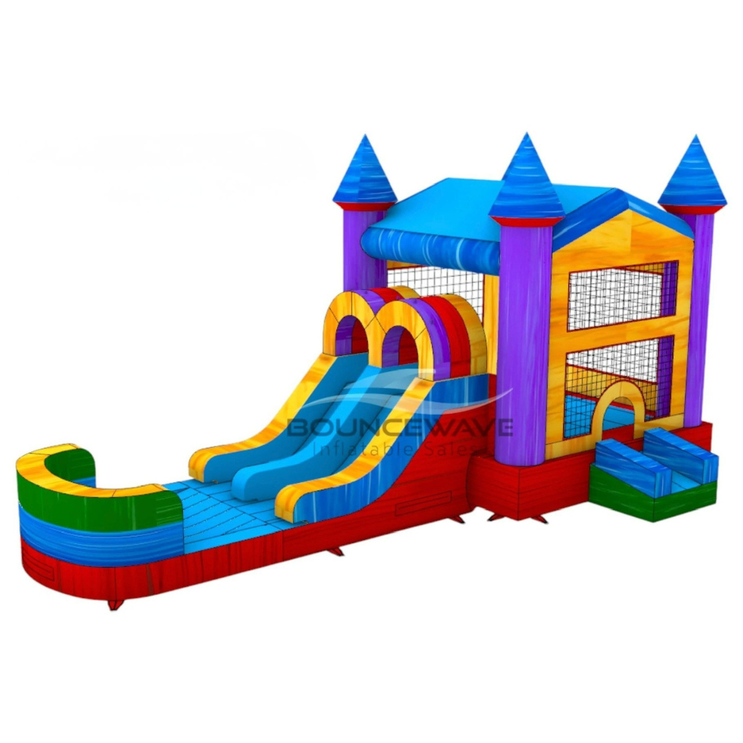 Rainbow Castle Bounce House & Dual Lane Combo - $299
